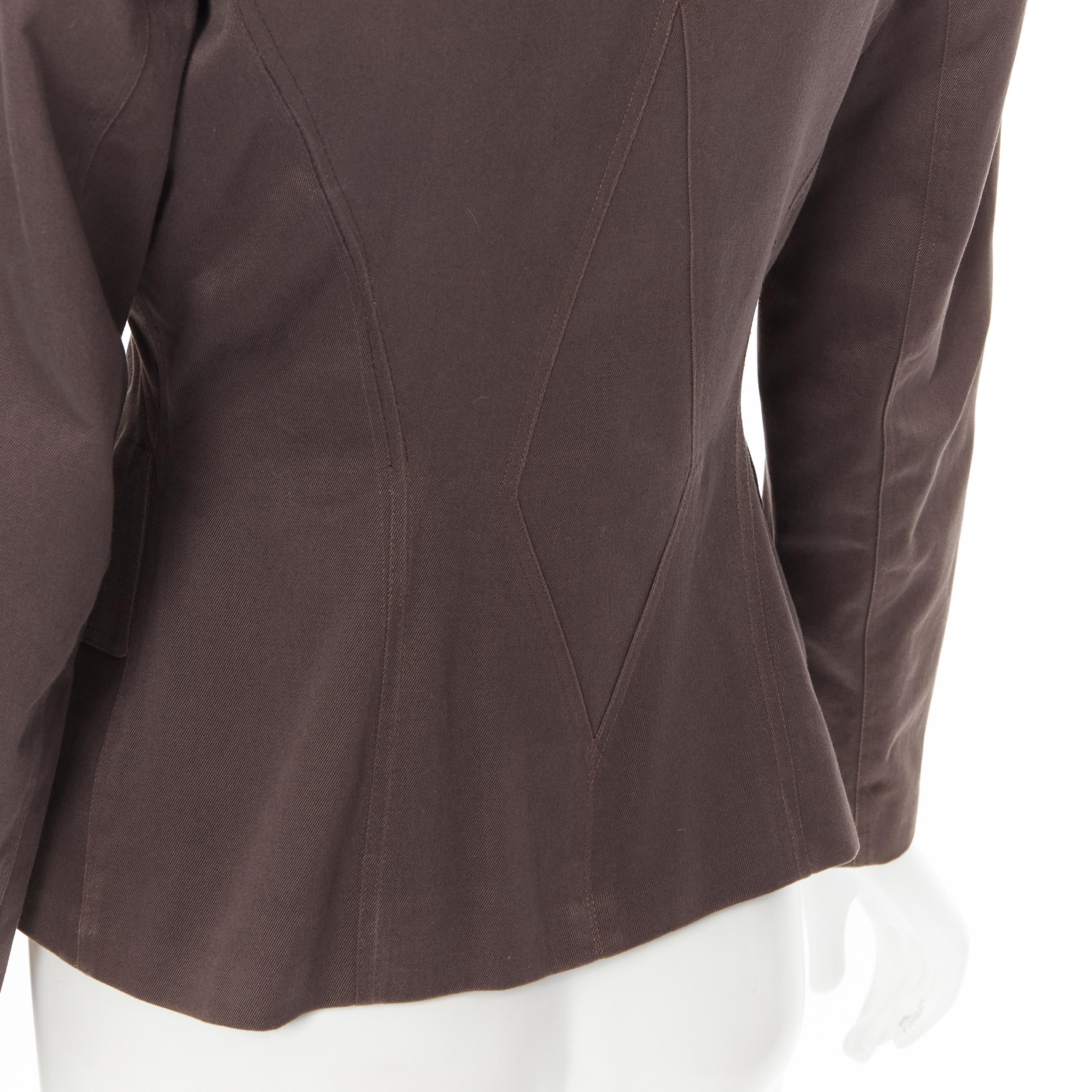 vintage ALAIA grey cotton angular dart bodycon fitted blazer jacket FR38 S 4