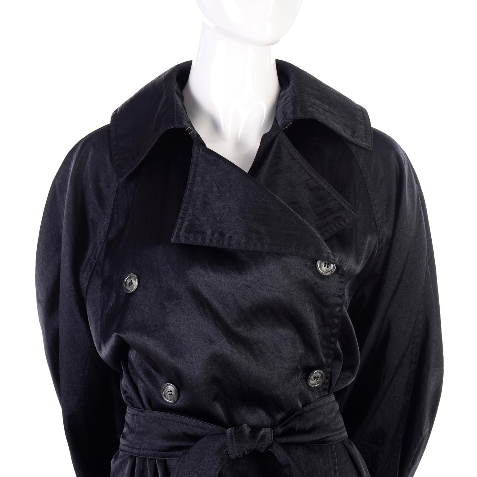 Vintage Alaia Paris Raincoat 1990s Black Trench Coat 7