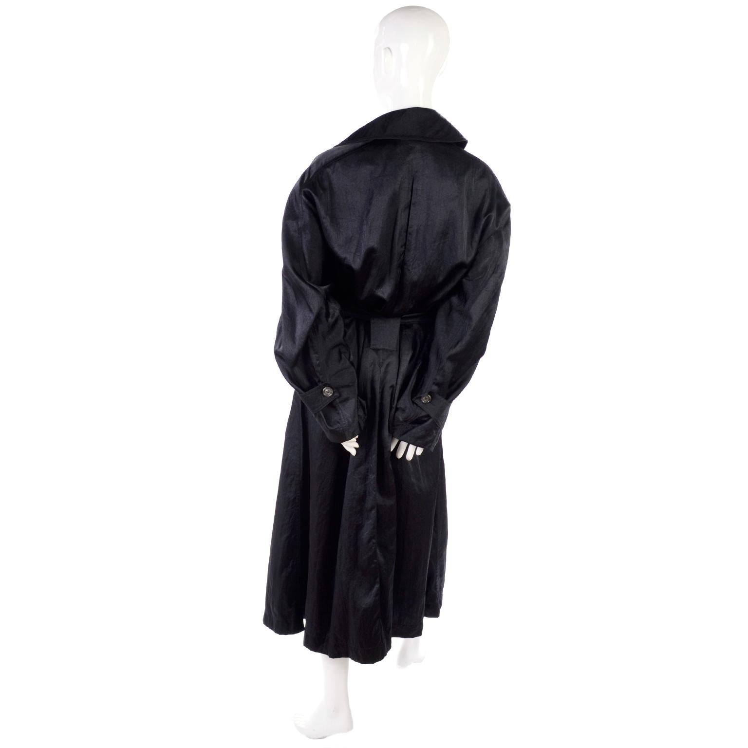 Vintage Alaia Paris Raincoat 1990s Black Trench Coat 8