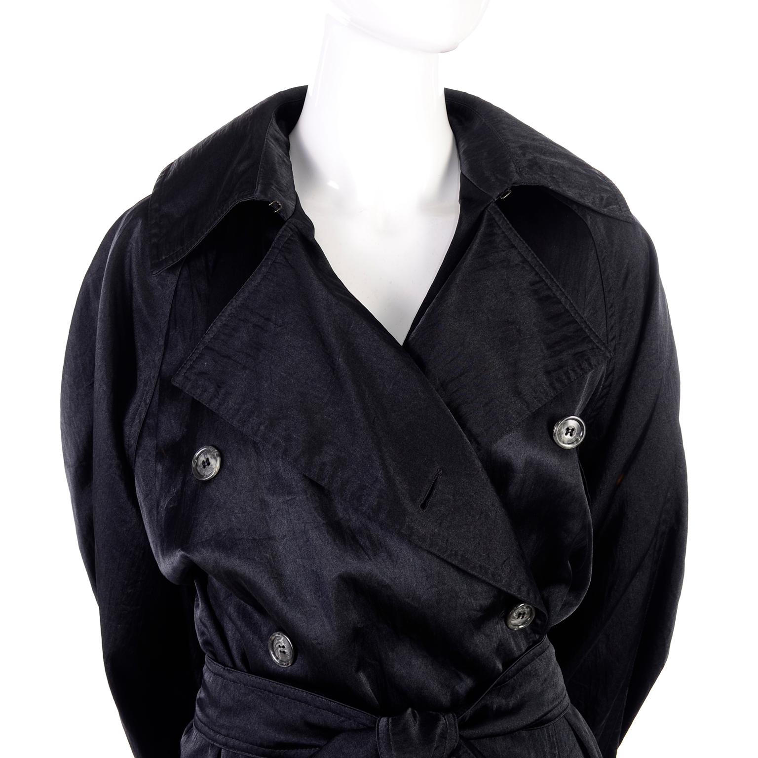 Vintage Alaia Paris Raincoat 1990s Black Trench Coat In Excellent Condition In Portland, OR