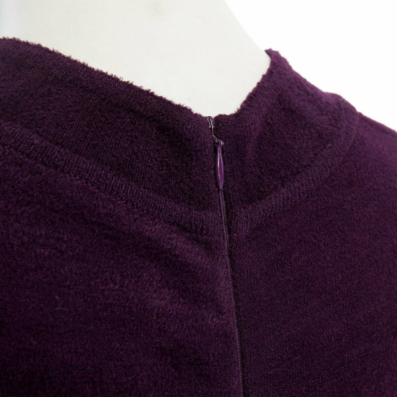 vintage ALAIA purple chenille ladder seams bodycon stretch dress XS US2 UK8 5