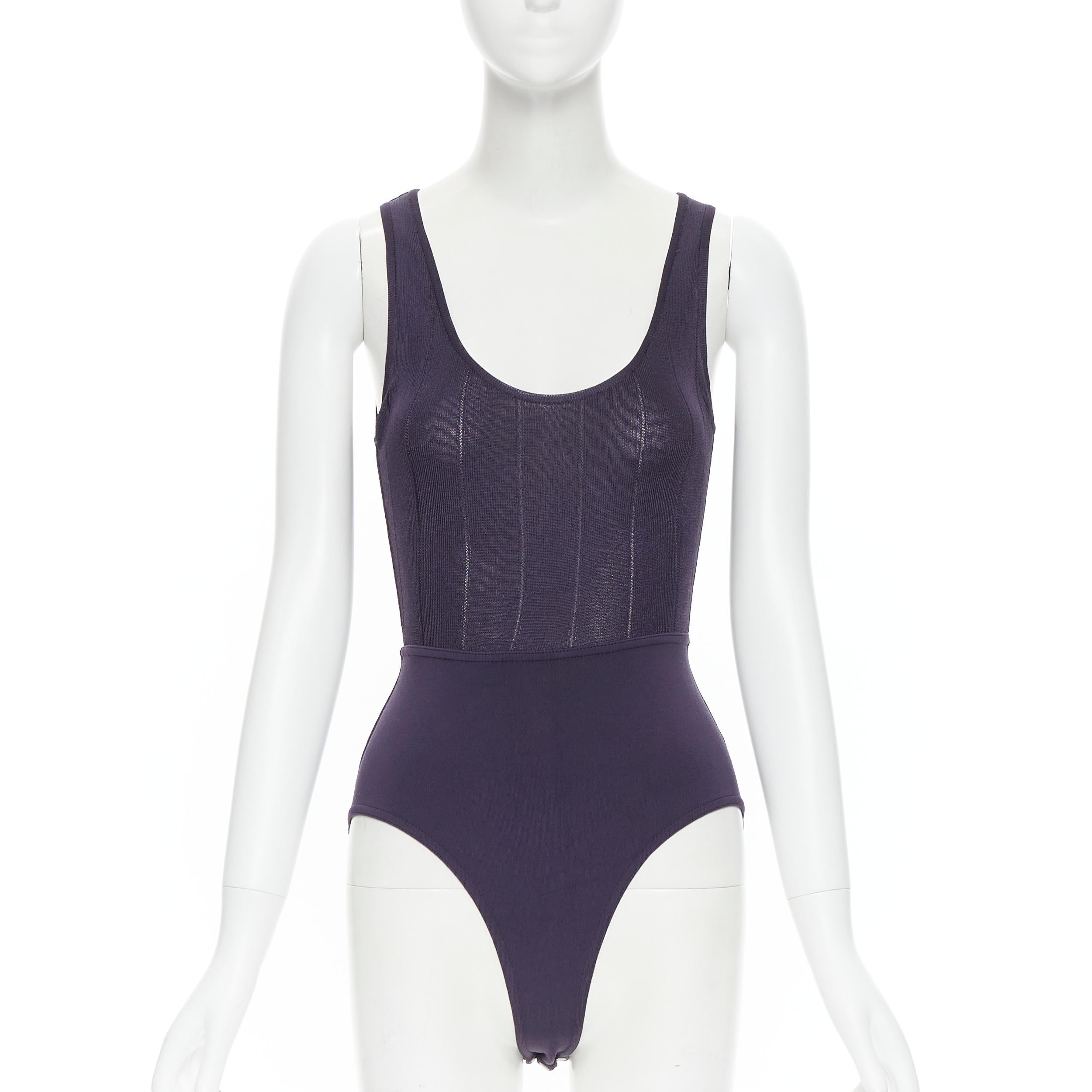 vintage ALAIA purple lattice seam bodysuit pleated flares skirt S 
Reference: GIYG/A00070 
Brand: Alaia 
Designer: Azzedine Alaia 
Material: Rayon 
Color: Purple 
Pattern: Solid 
Extra Detail: Scoop neck bodysuit. Flared skirt. 
Made in: Italy