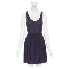 ALAIA vintage, body con cuciture a reticolo e gonna a pieghe S
