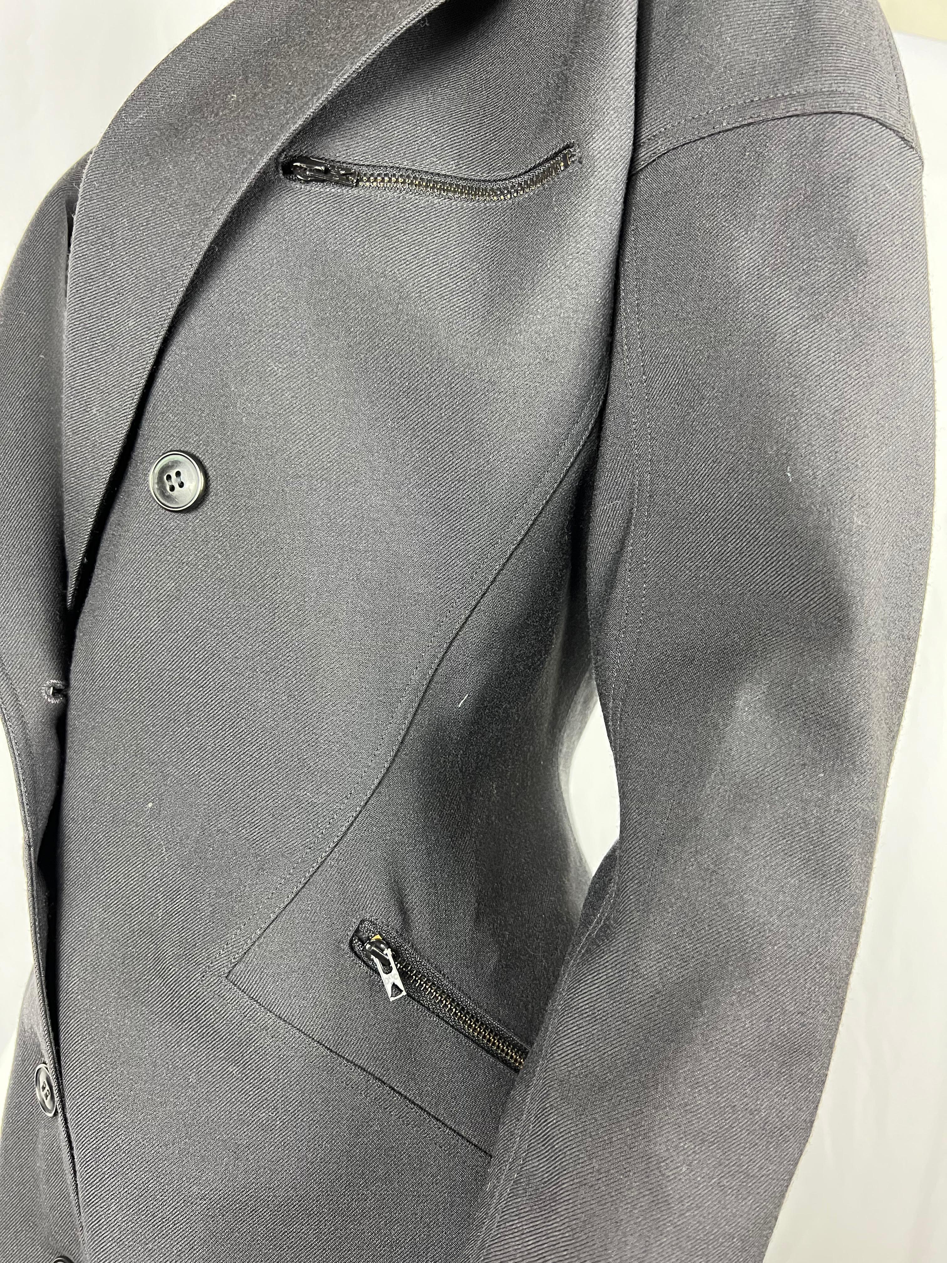 Vintage Alaïa Wool Coat Dark Grey, Size 8 For Sale 6