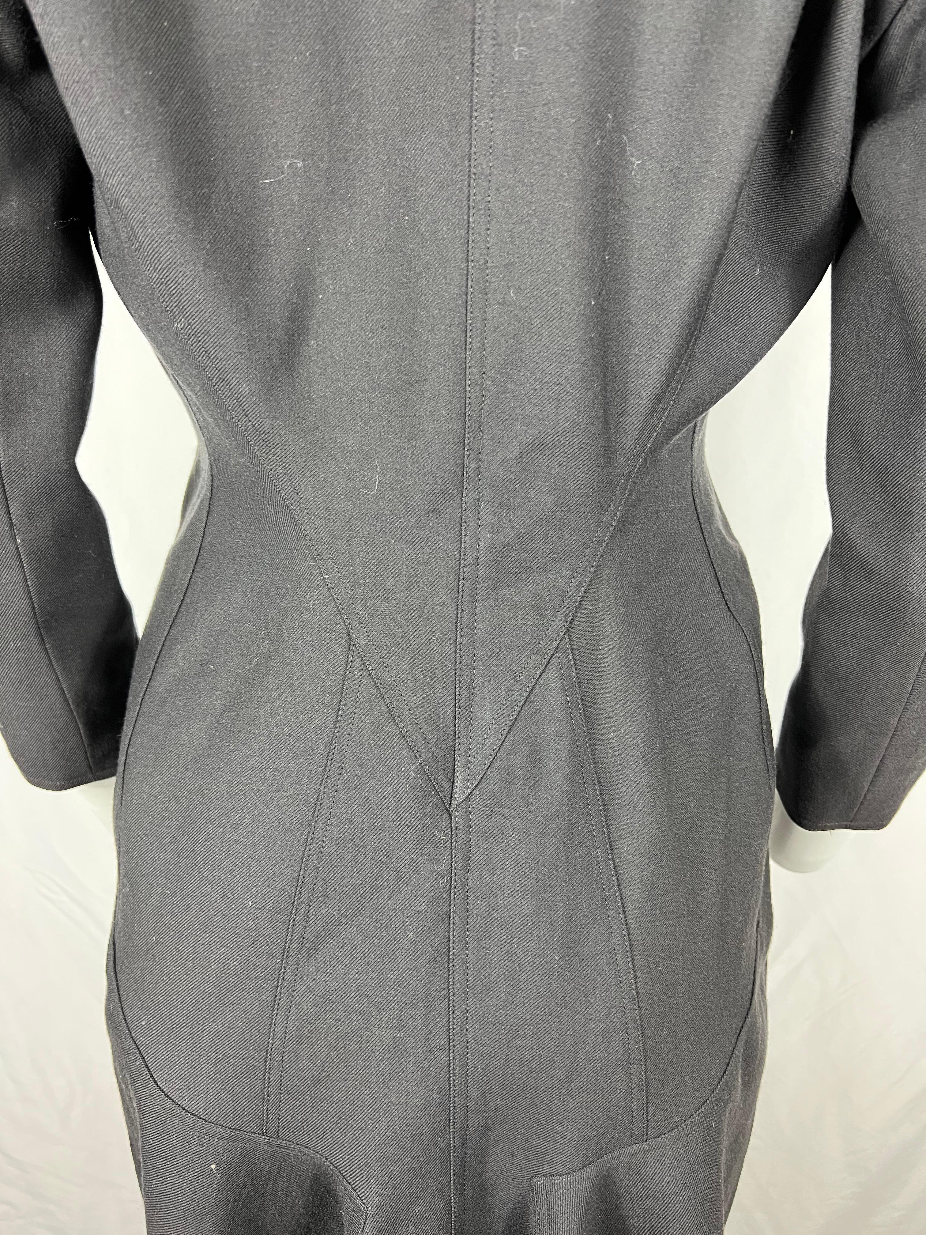 Vintage Alaïa Wool Coat Dark Grey, Size 8 For Sale 1