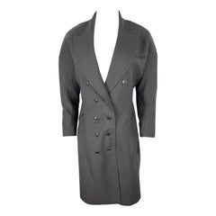 Manteau en laine gris foncé vintage Alaa, Taille 8