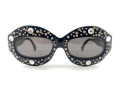 Vintage Alain Mikli 4104 Oversized Black Strass Sunglasses 2009