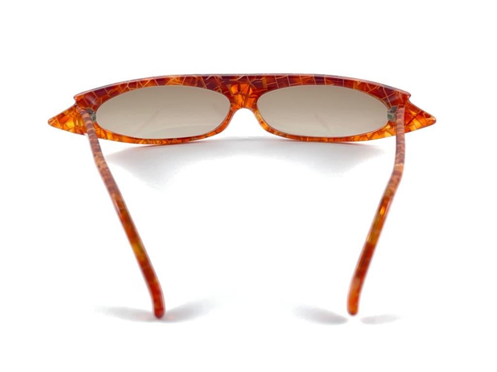Vintage Alain Mikli Am 0103 Marbled Tangerine Sunglasses Handmade France 1980'S For Sale 5