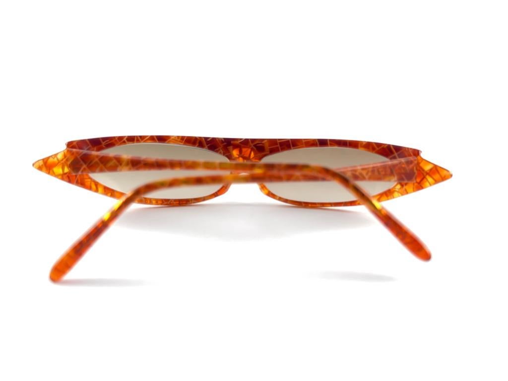Alain Mikli Am 0103 Marmorierte Tangerine-Sonnenbrille, handgefertigt, Frankreich 1980er im Angebot 7