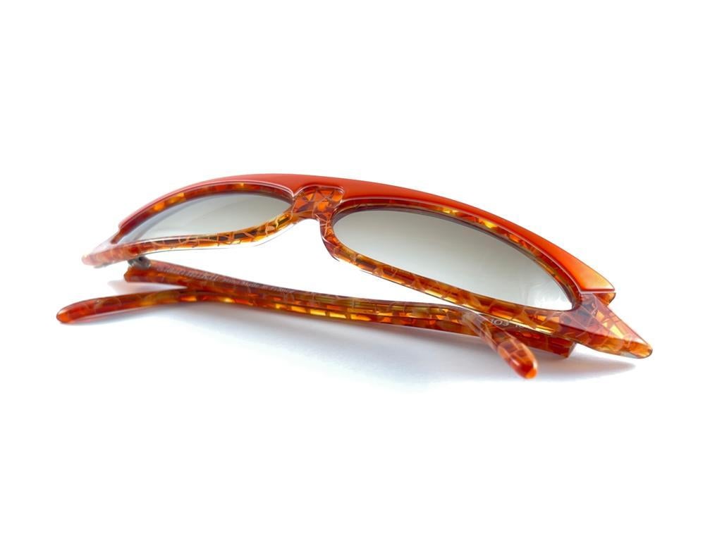 Alain Mikli Am 0103 Marmorierte Tangerine-Sonnenbrille, handgefertigt, Frankreich 1980er im Angebot 8