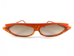 Lunettes de soleil vintage Alain Mikli Am 0103, couleur mandarine marbrée, fabriquées à la main en France dans les années 1980
