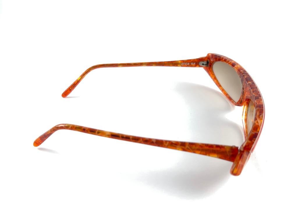 Alain Mikli Am 0103 Marmorierte Tangerine-Sonnenbrille, handgefertigt, Frankreich 1980er (Braun) im Angebot