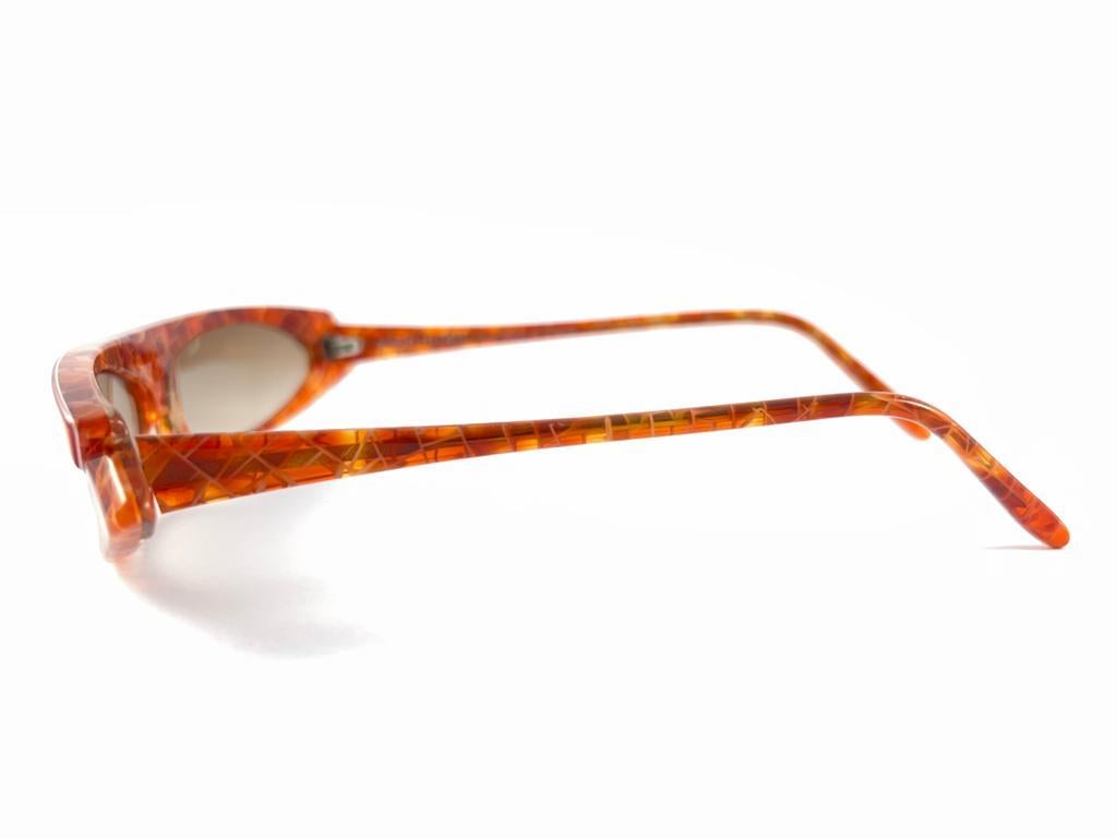 Alain Mikli Am 0103 Marmorierte Tangerine-Sonnenbrille, handgefertigt, Frankreich 1980er im Zustand „Neu“ im Angebot in Baleares, Baleares