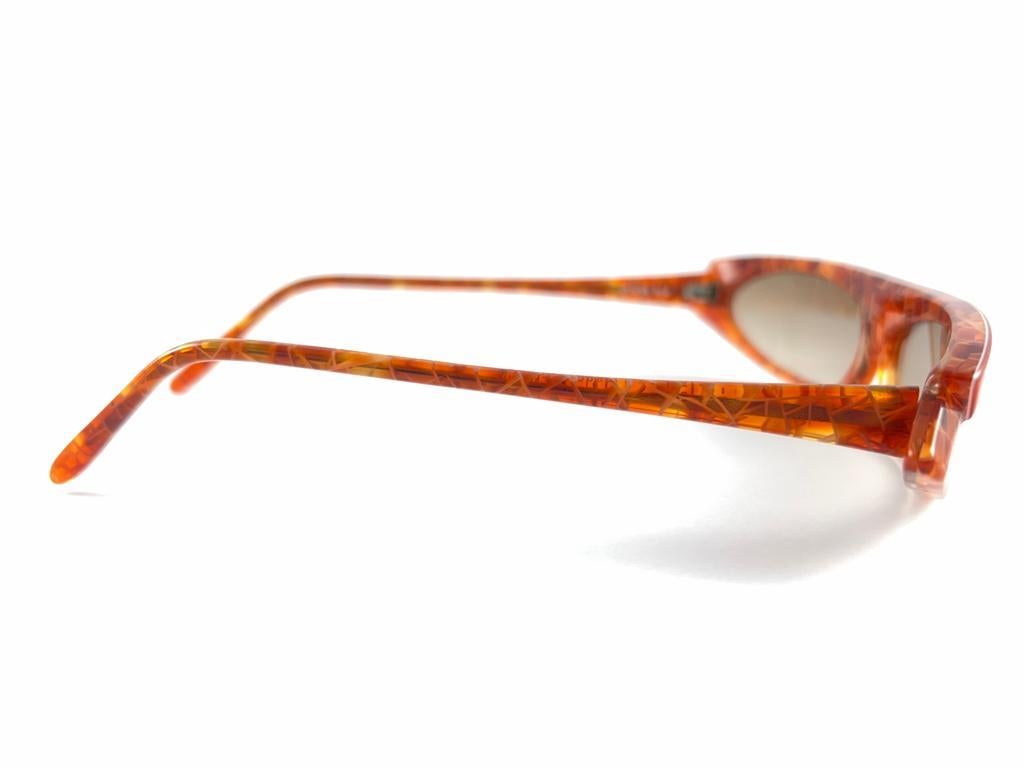 Vintage Alain Mikli Am 0103 Marbled Tangerine Sunglasses Handmade France 1980'S In New Condition For Sale In Baleares, Baleares
