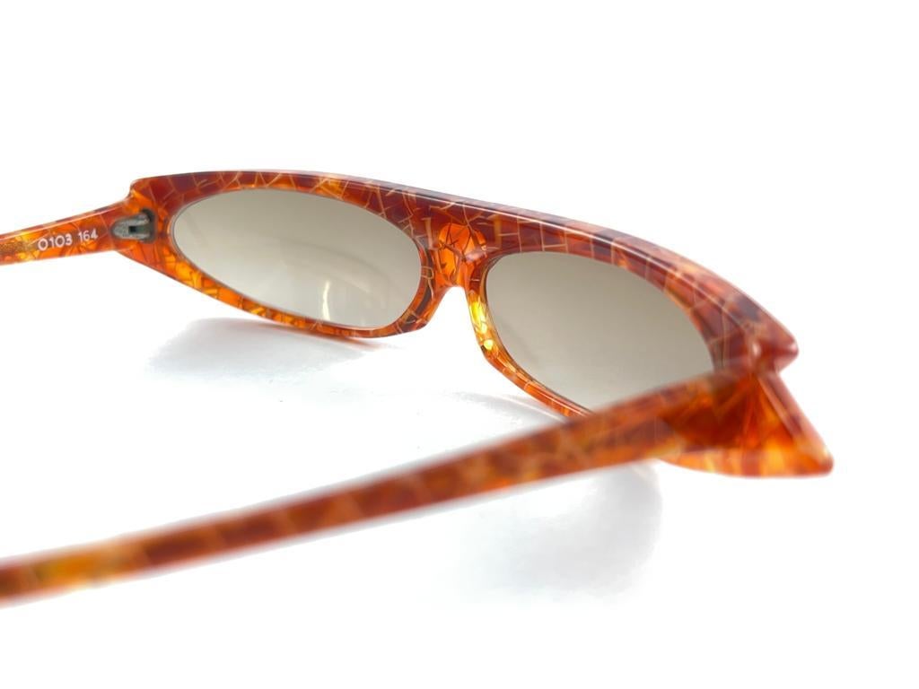 Vintage Alain Mikli Am 0103 Marbled Tangerine Sunglasses Handmade France 1980'S For Sale 2