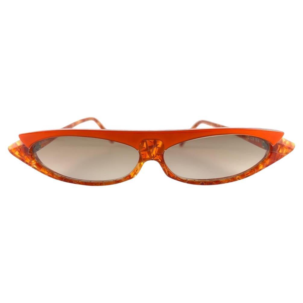 Vintage Alain Mikli Am 0103 Marbled Tangerine Sunglasses Handmade France 1980'S For Sale
