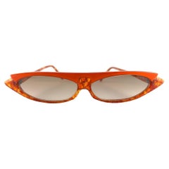 Lunettes de soleil vintage Alain Mikli Am 0103, couleur mandarine marbrée, fabriquées à la main en France dans les années 1980