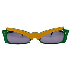 Vintage Alain Mikli CM85 510 Green & Yellow Grace Jones France Sunglasses 1980's