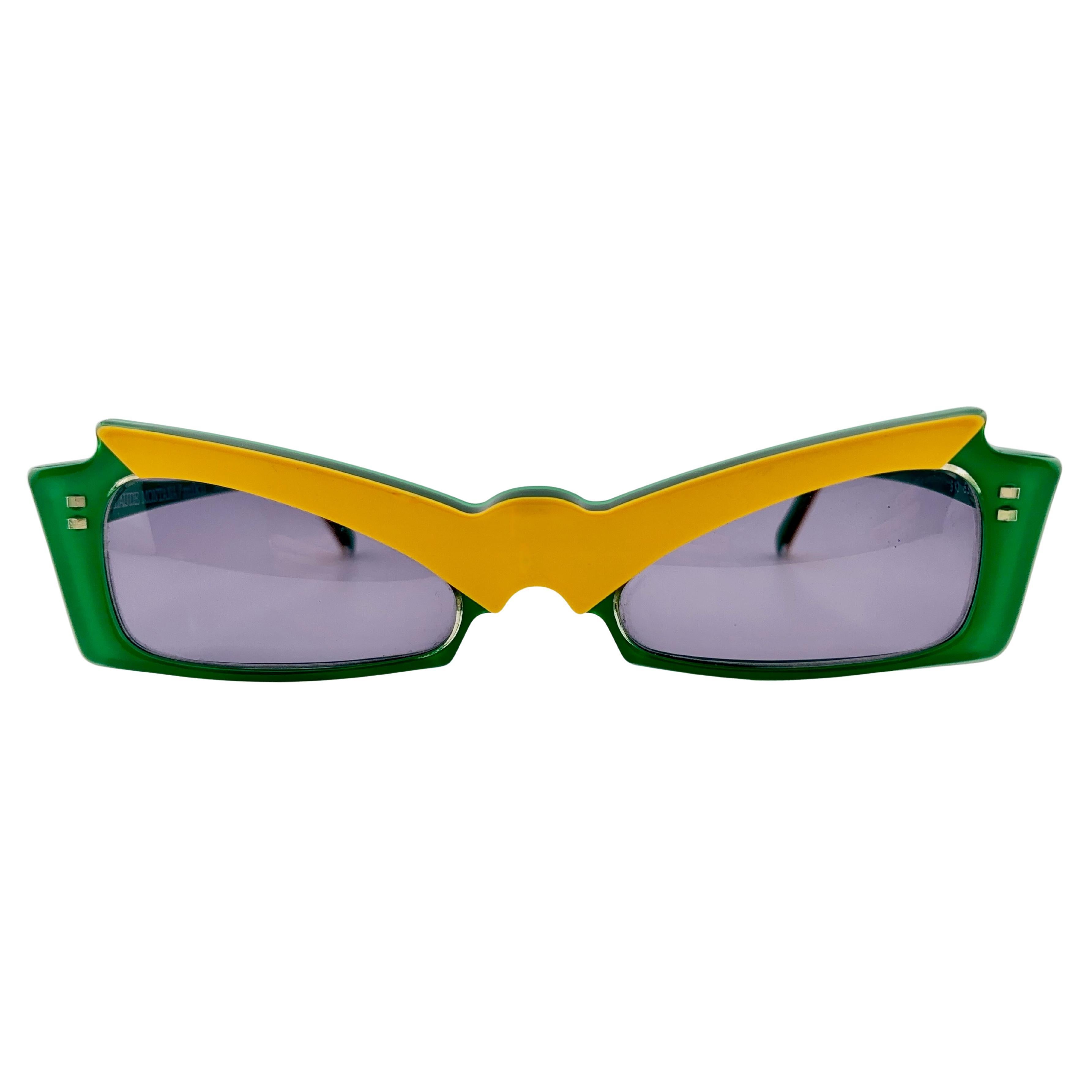 Vintage Alain Mikli CM85 510 Grün
Gelb Grace Jones Frankreich Sonnenbrille 1980er Jahre