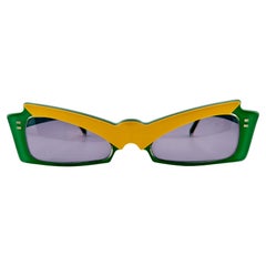Vintage Alain Mikli CM85 510 Green & Yellow Grace Jones France Sunglasses 1980's