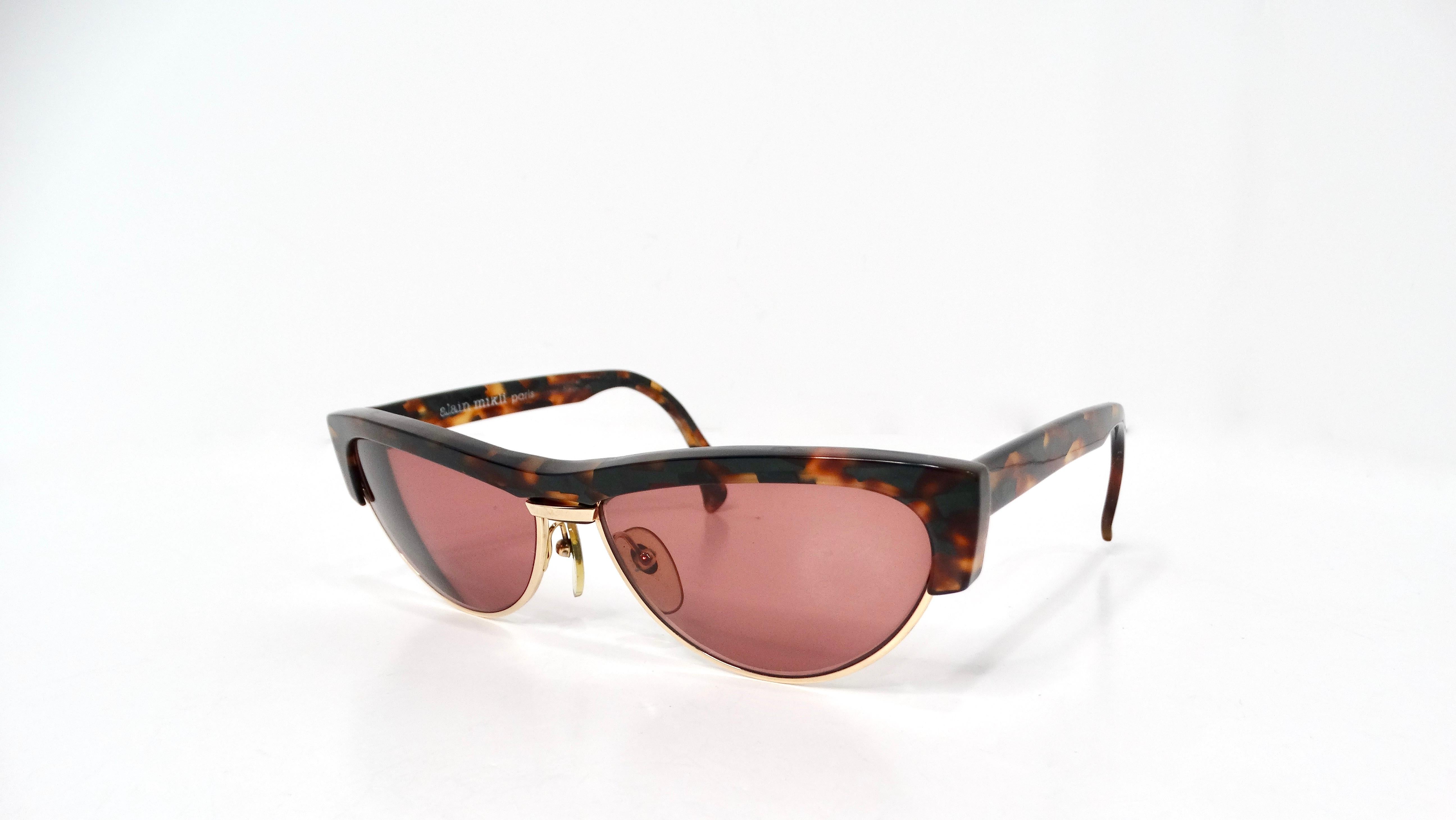 Marron Lunettes de soleil vintage Alain Mikli Paris 615 Turquoise Marbré Tortue en vente