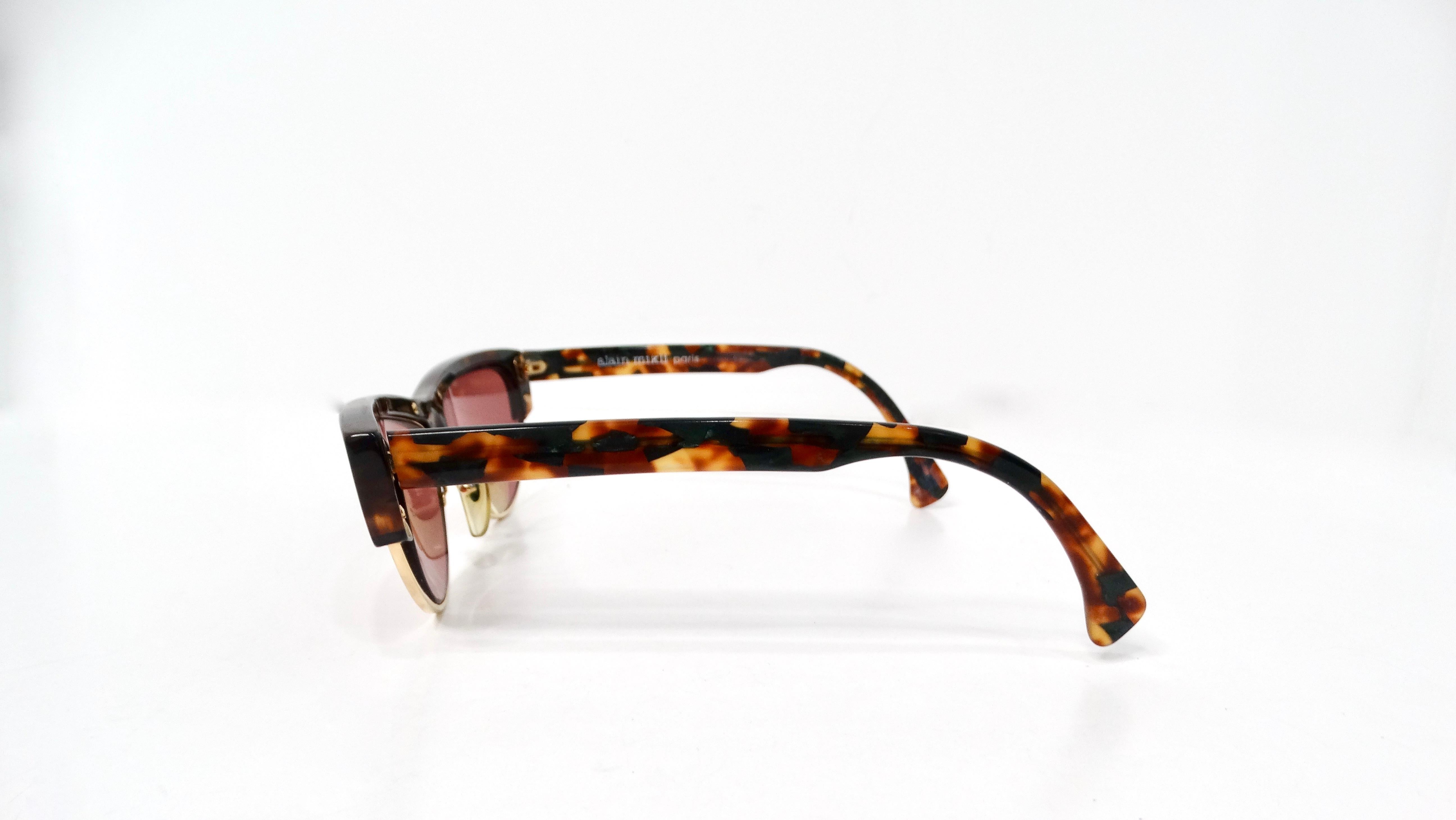 Lunettes de soleil vintage Alain Mikli Paris 615 Turquoise Marbré Tortue Bon état - En vente à Scottsdale, AZ