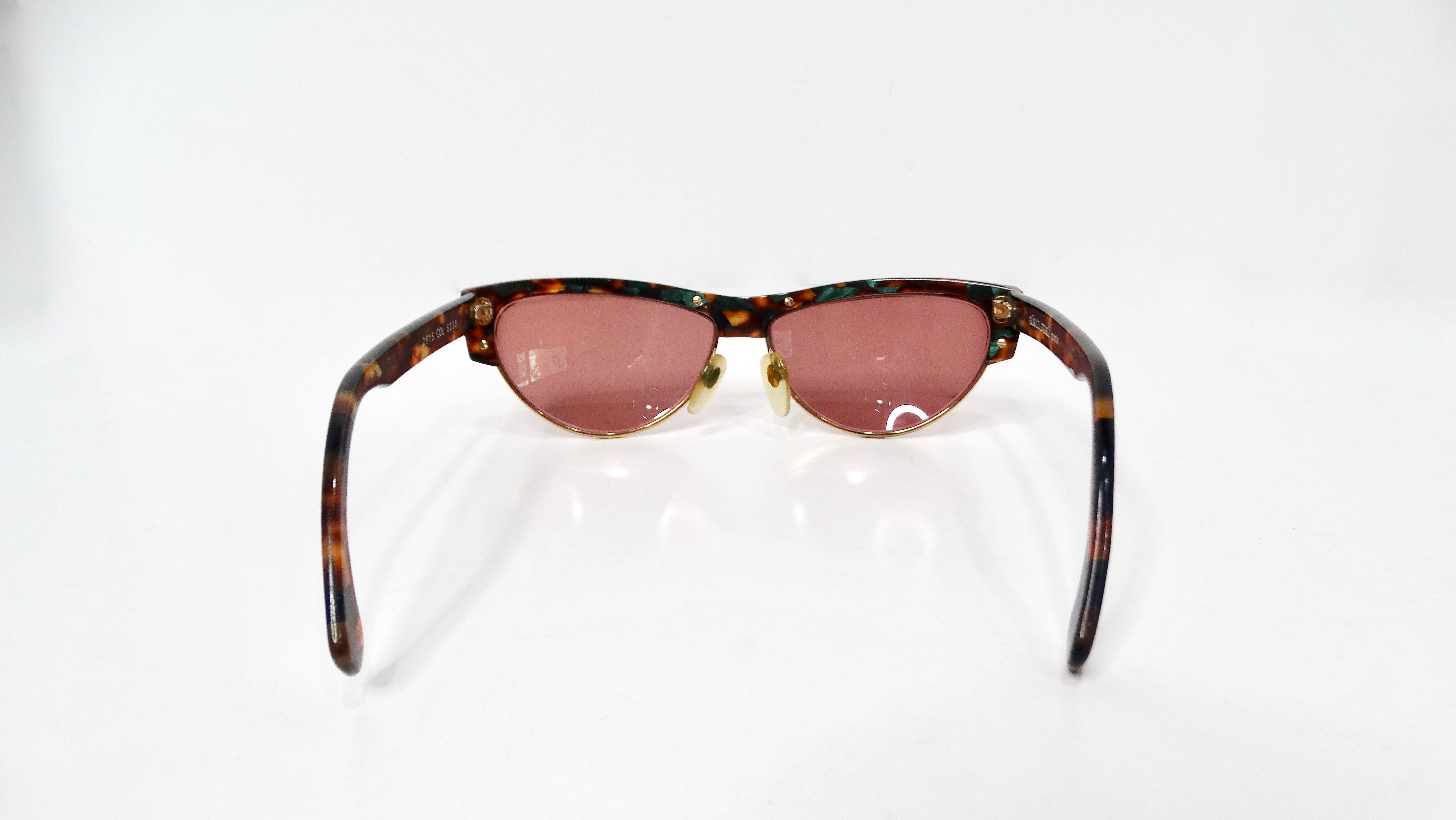 Lunettes de soleil vintage Alain Mikli Paris 615 Turquoise Marbré Tortue Pour femmes en vente