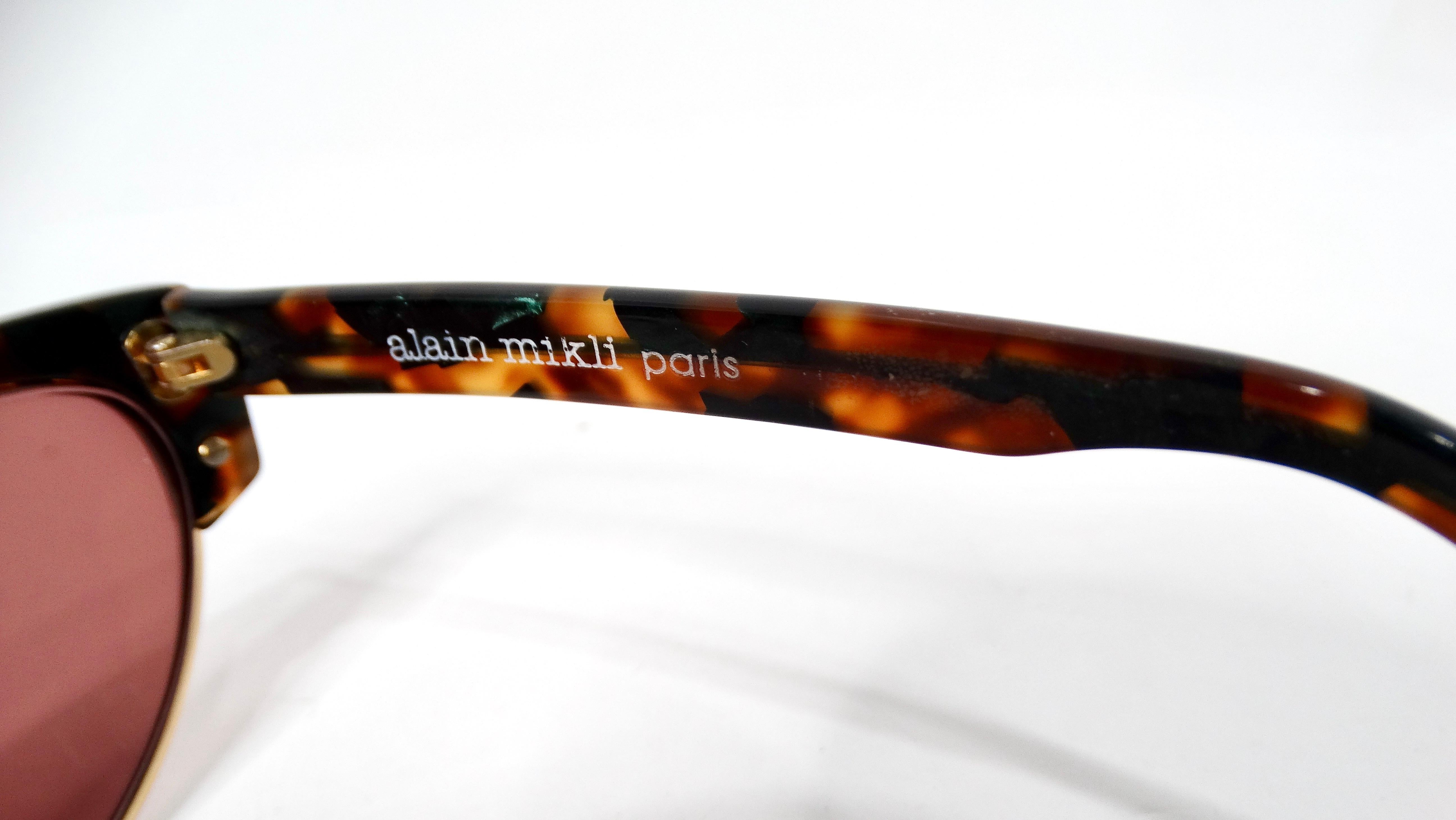 Lunettes de soleil vintage Alain Mikli Paris 615 Turquoise Marbré Tortue en vente 2