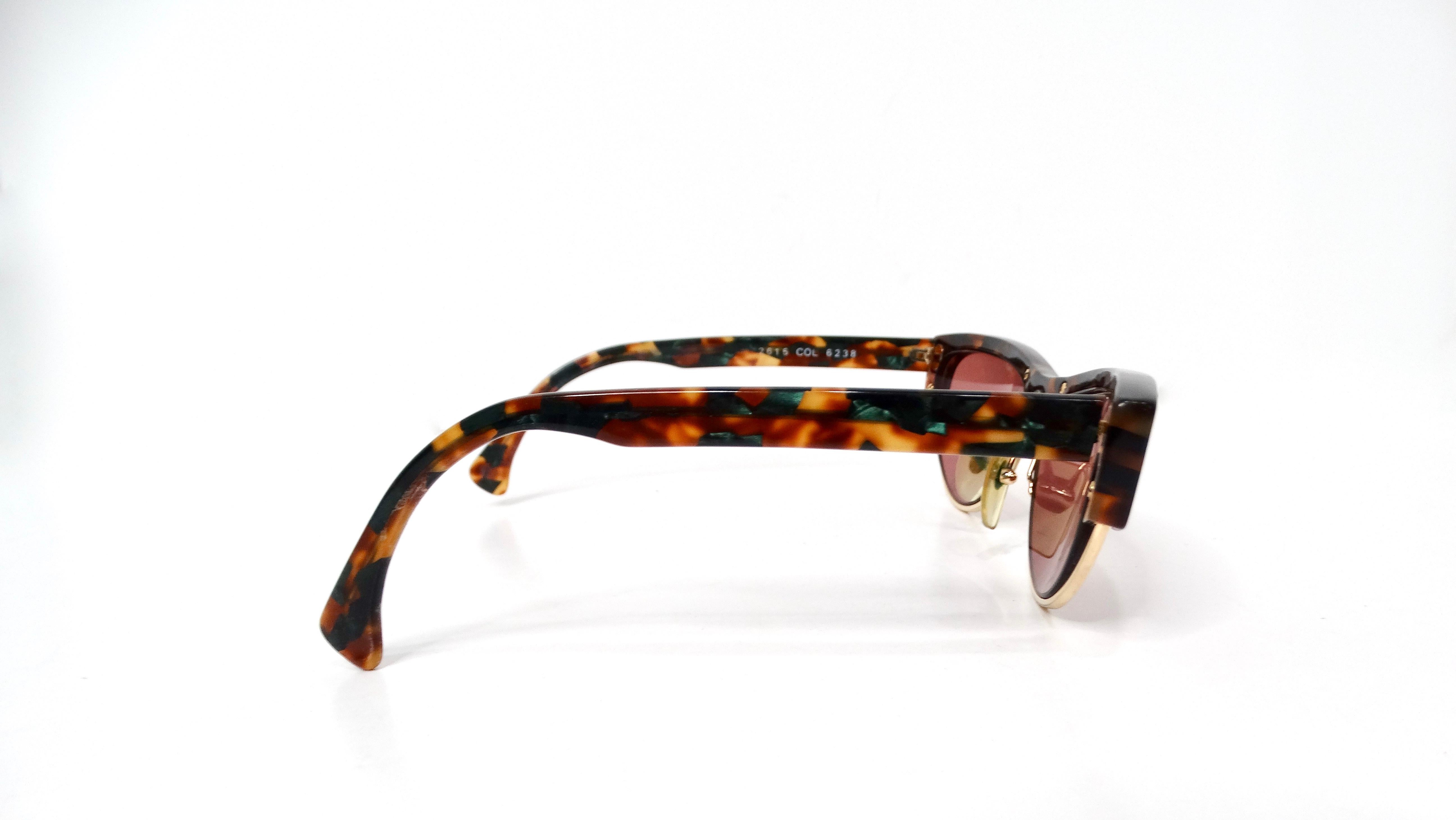 Lunettes de soleil vintage Alain Mikli Paris 615 Turquoise Marbré Tortue en vente 3