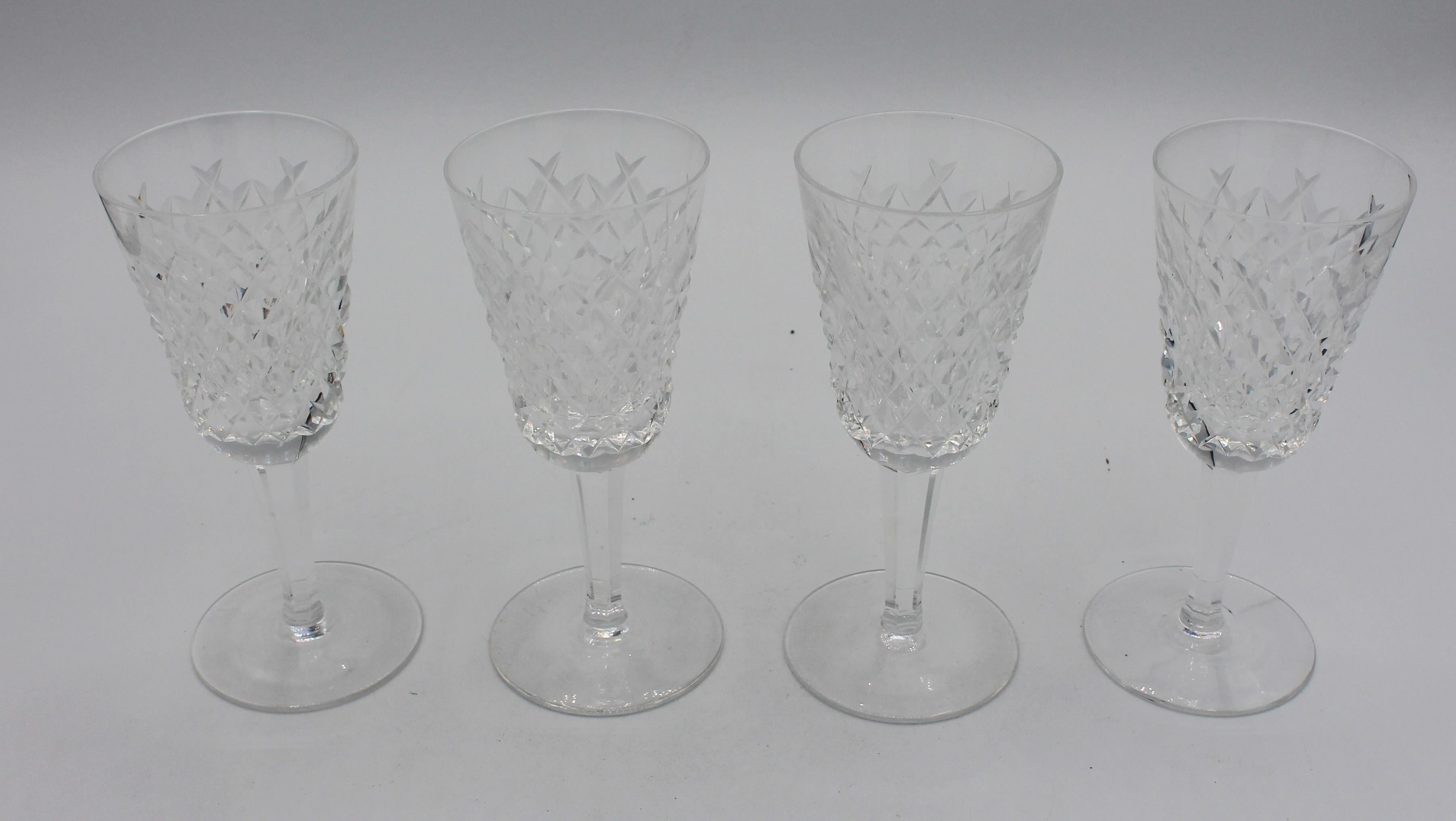 Vintage set of 4 Alana by Waterford sherry glasses. Handblown & cut. Measures: height 5 1/8