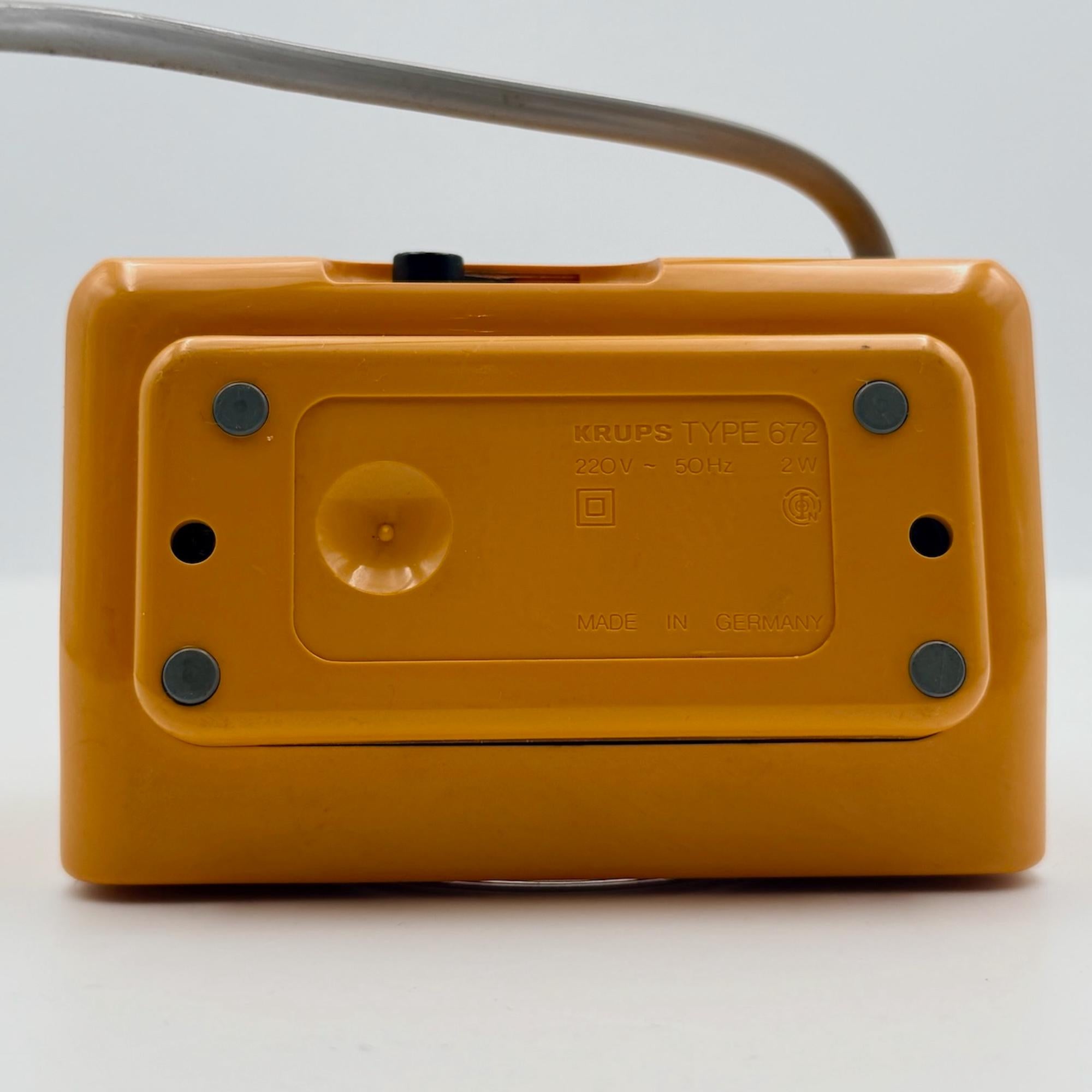 Vintage Alarm Table Clock by Krups - 70s Space Age Design in Mustard Yellow For Sale 4