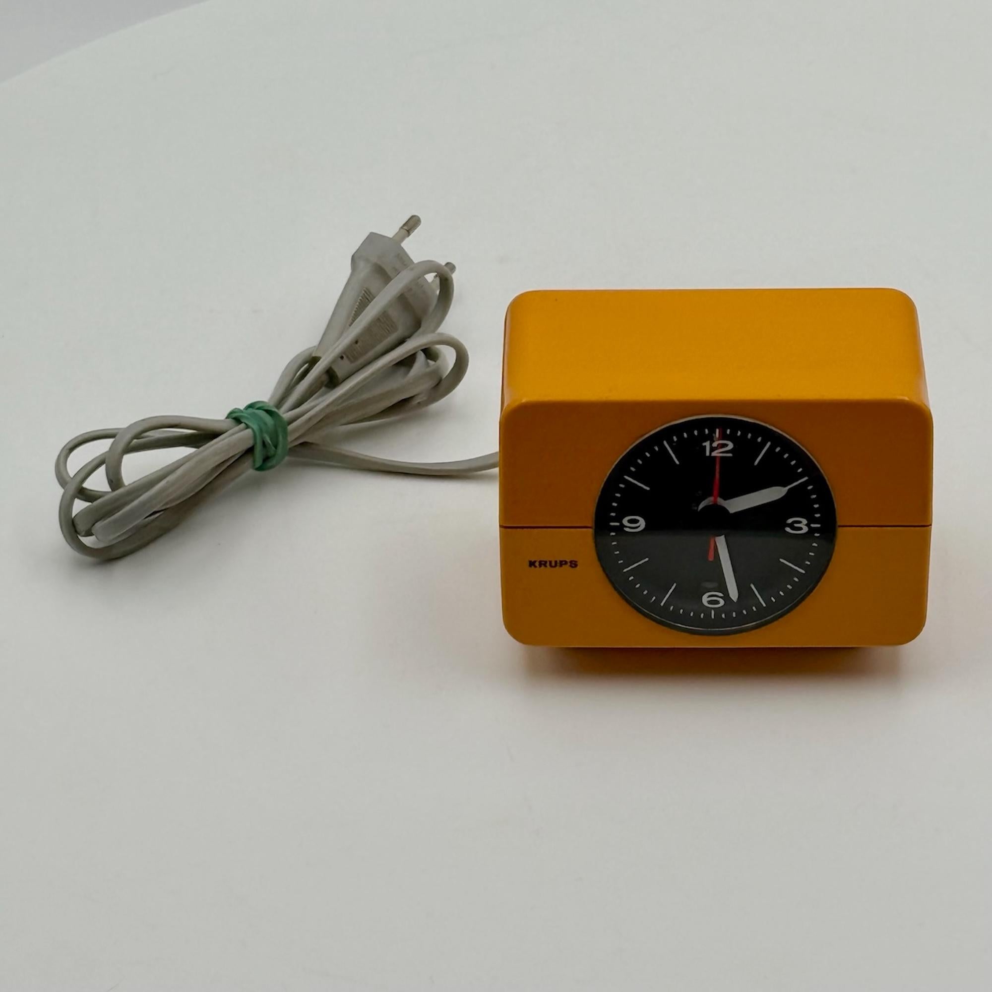 Vintage Alarm Table Clock by Krups - 70s Space Age Design in Mustard Yellow For Sale 5