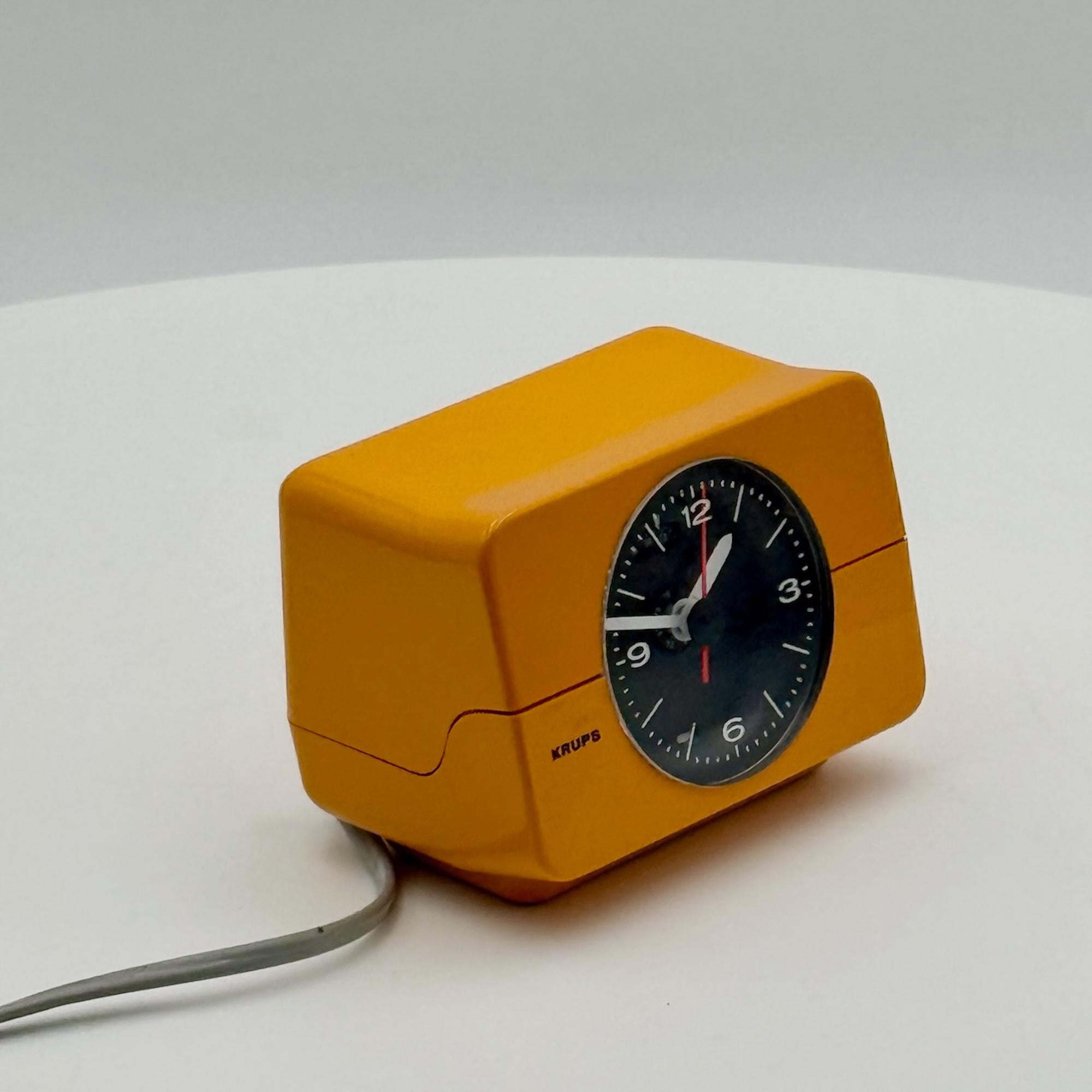 German Vintage Alarm Table Clock by Krups - 70s Space Age Design in Mustard Yellow For Sale