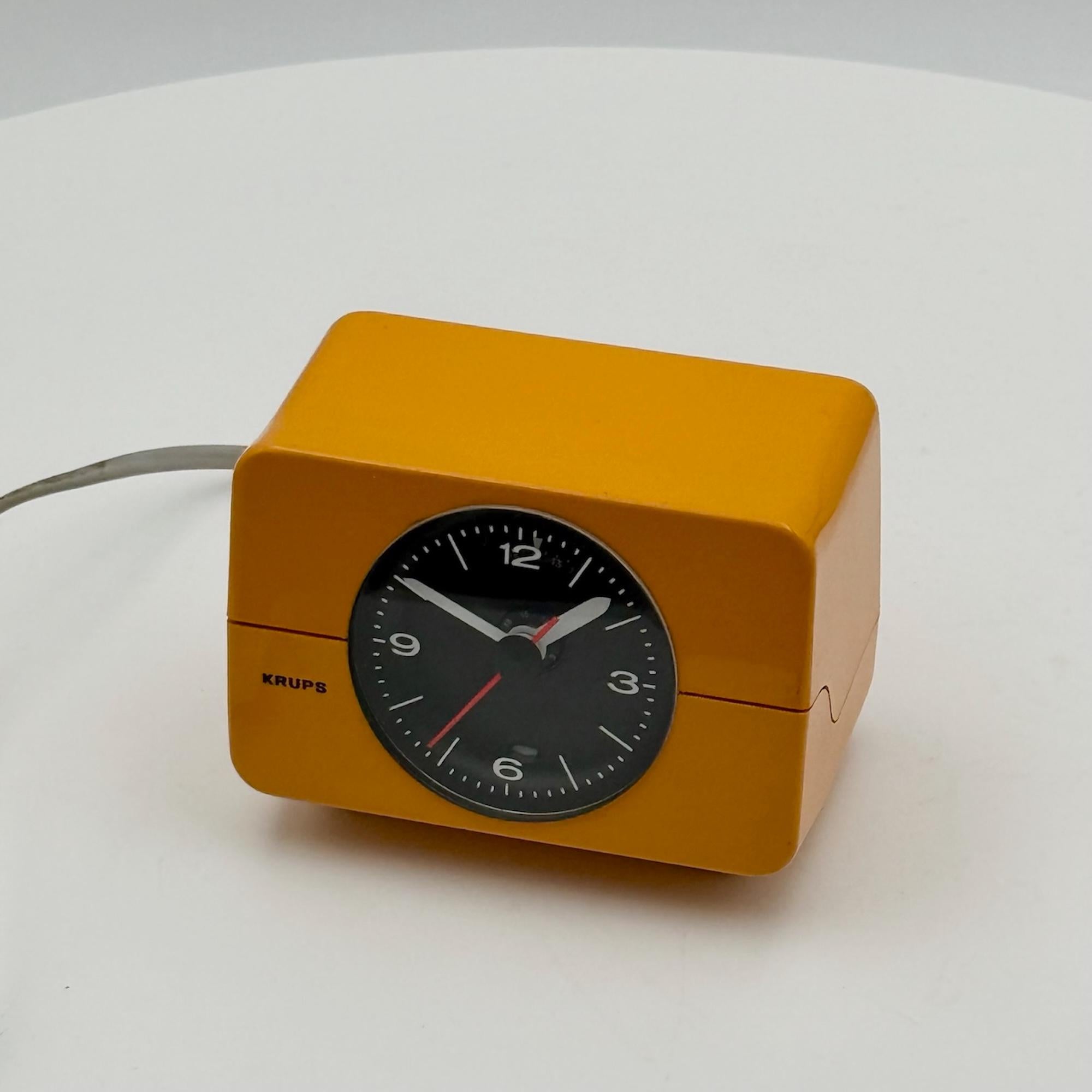 Vintage Alarm Table Clock by Krups - 70s Space Age Design in Mustard Yellow For Sale 1