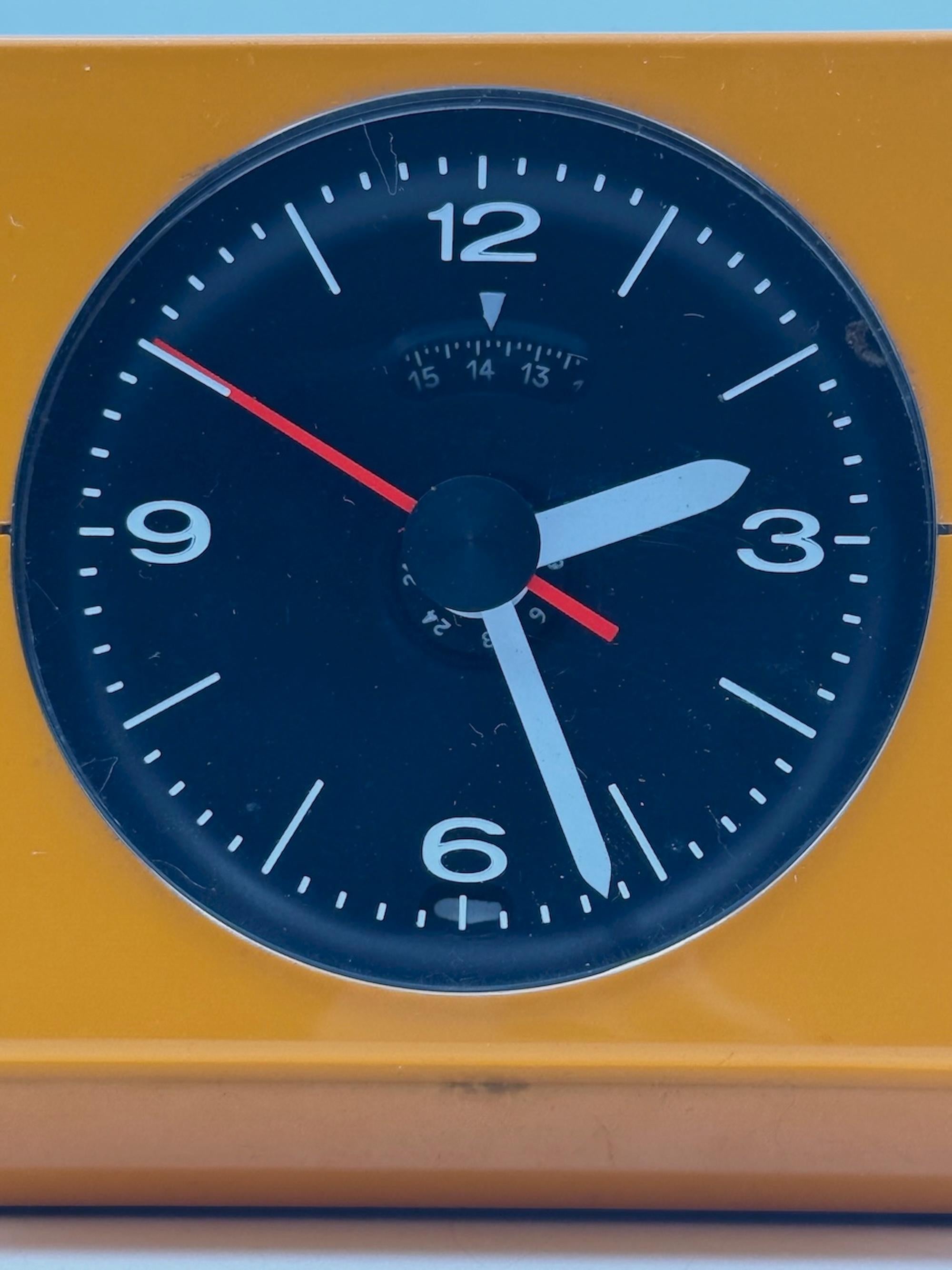Vintage Alarm Table Clock by Krups - 70s Space Age Design in Mustard Yellow For Sale 2