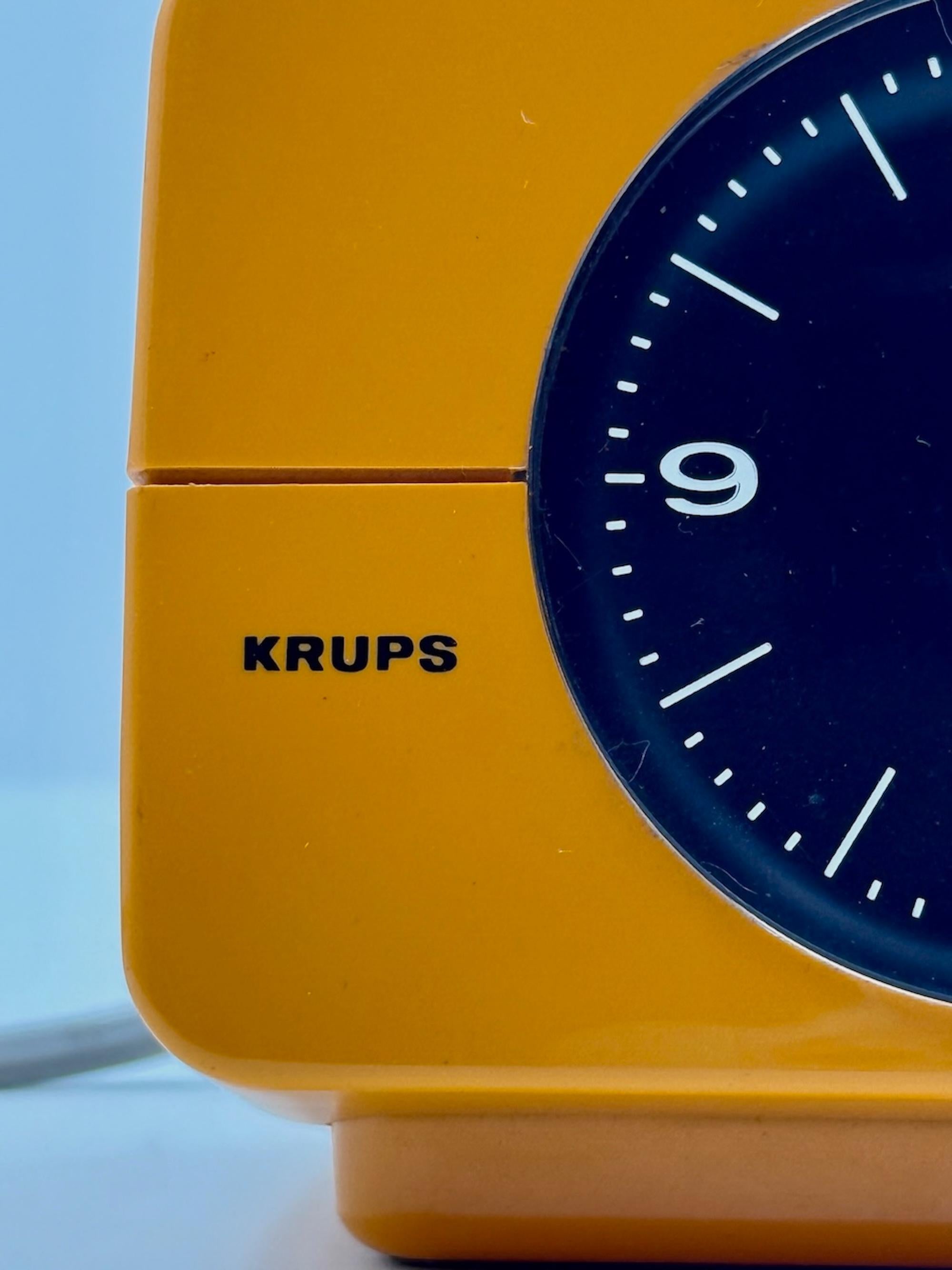 Vintage Alarm Table Clock by Krups - 70s Space Age Design in Mustard Yellow For Sale 3
