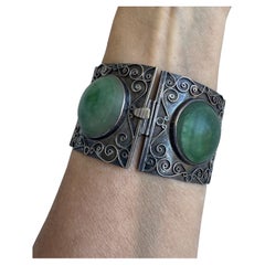 Vintage Alaskan Jade Sterling Silver Bracelet