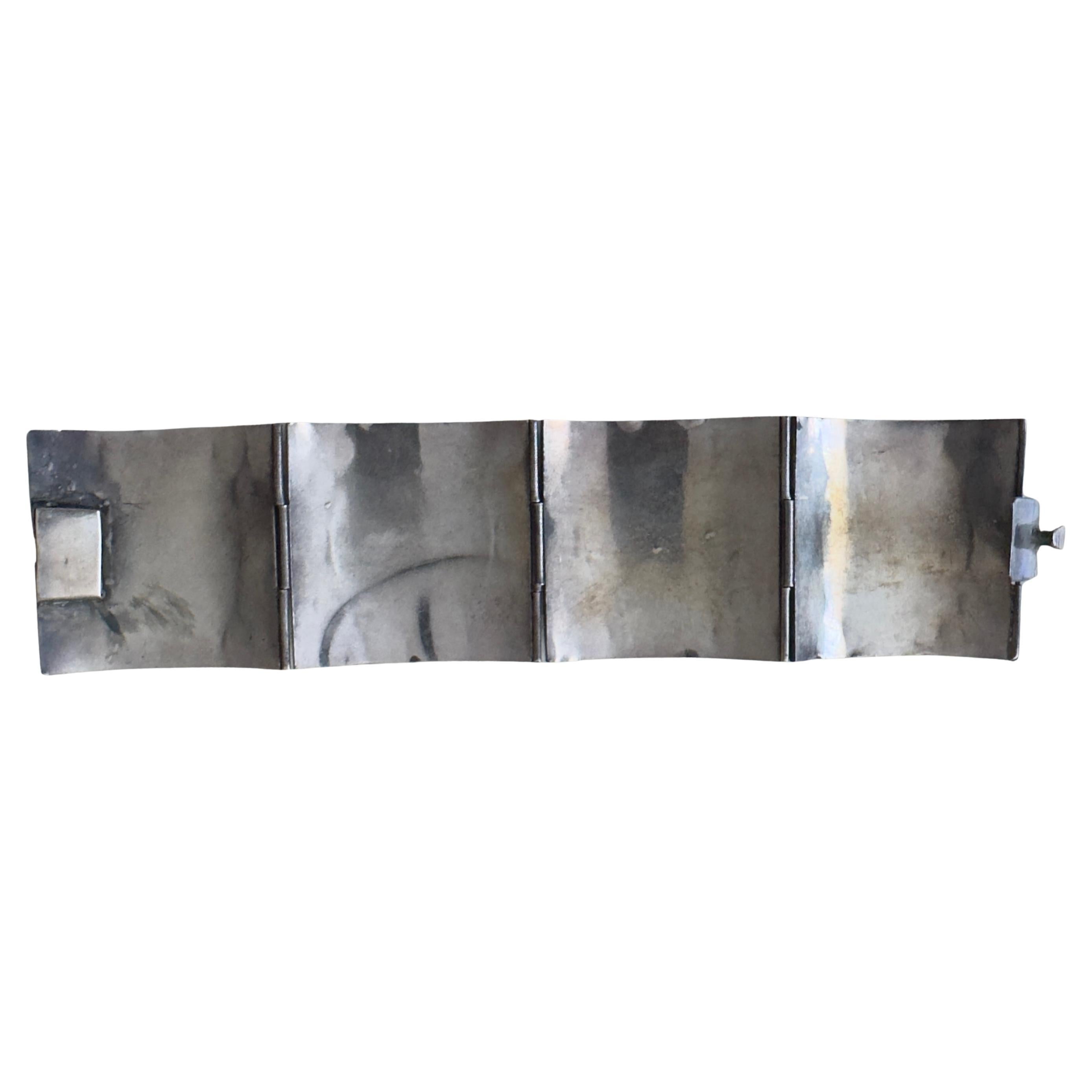 Cabochon Vintage Alaskan Jade Sterling Silver Bracelet For Sale