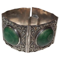 Bracciale vintage in giada dell'Alaska in argento sterling