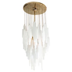 Vintage Albano Poli Clear and Frosted Poliarte Glass Chandelier