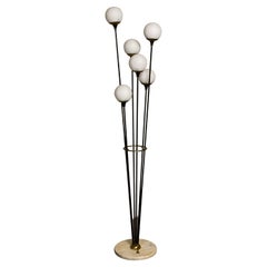 Vintage Alberello Floor Lamp by Stilnovo, with Opaline Glasses and Marble Base