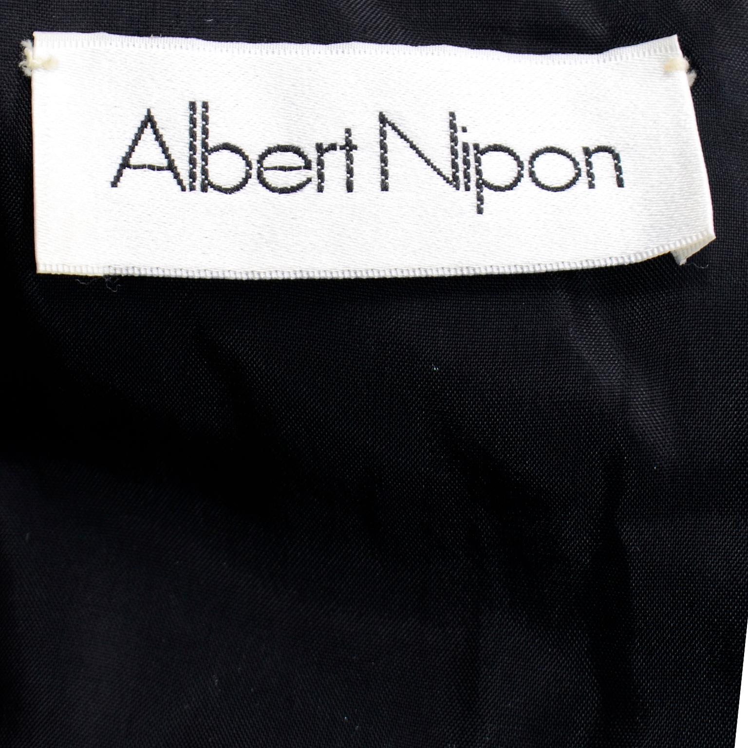 Vintage Albert Nipon Black Sequin Evening Dress W Removable Ivory Cuffs & Collar 6