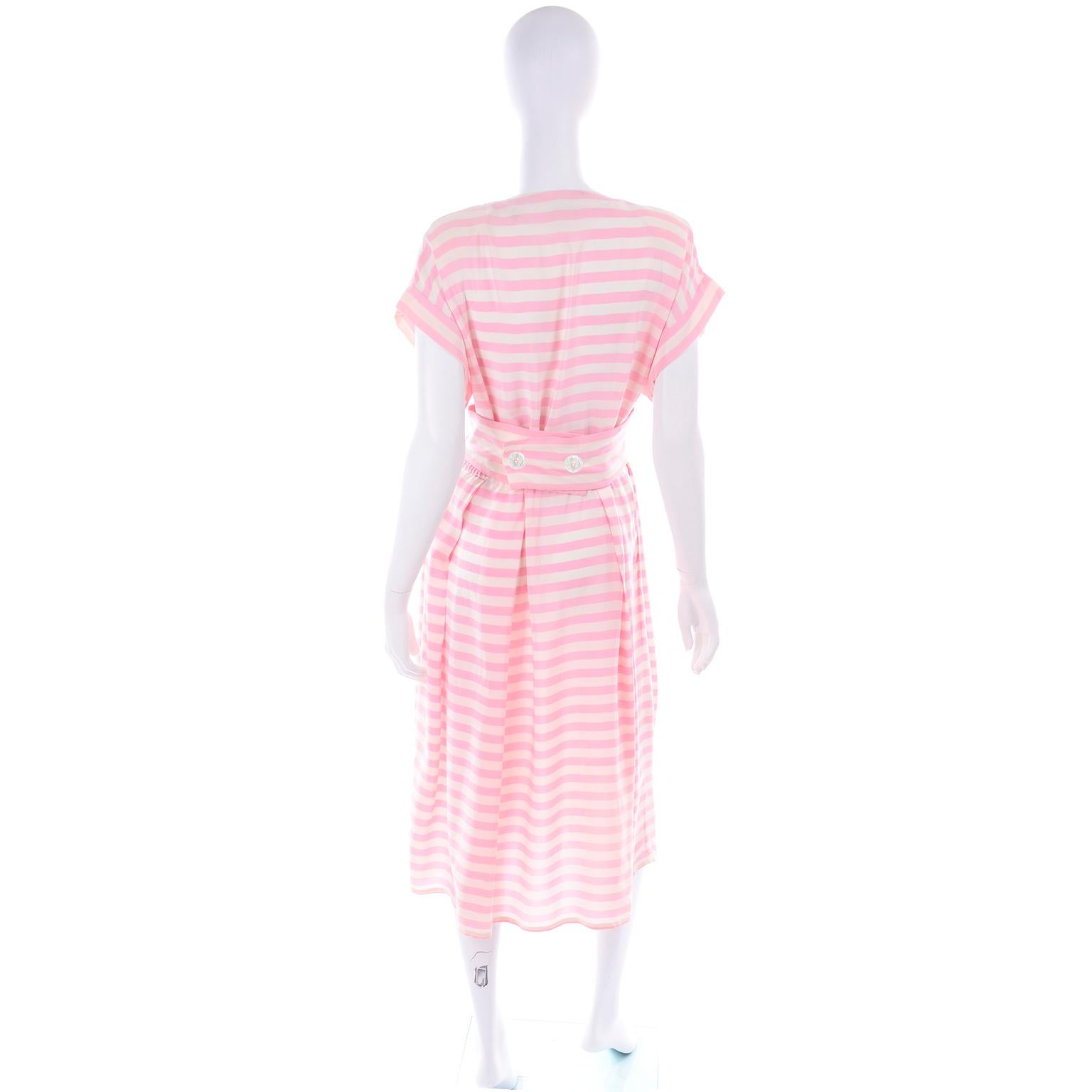 pink white striped dress