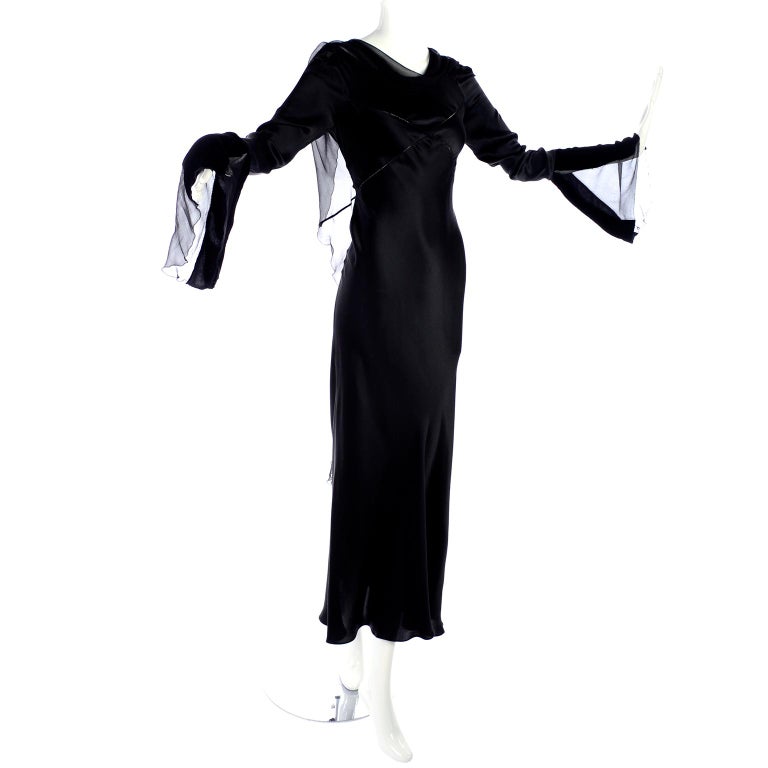 Vintage Alberta Ferretti Black Silk Evening Gown in Chiffon Velvet and  Satin Sz 6 For Sale at 1stDibs | black silk gown, ball gown in black silk  velvet, black silk evening dress