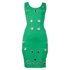 Vintage Alberta Ferretti Green Sleeveless Grommet Shift Dress