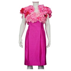 Vintage ALBERTA FERRETTI Silk Pink Flower Appliques Bolero Dress Ensemble