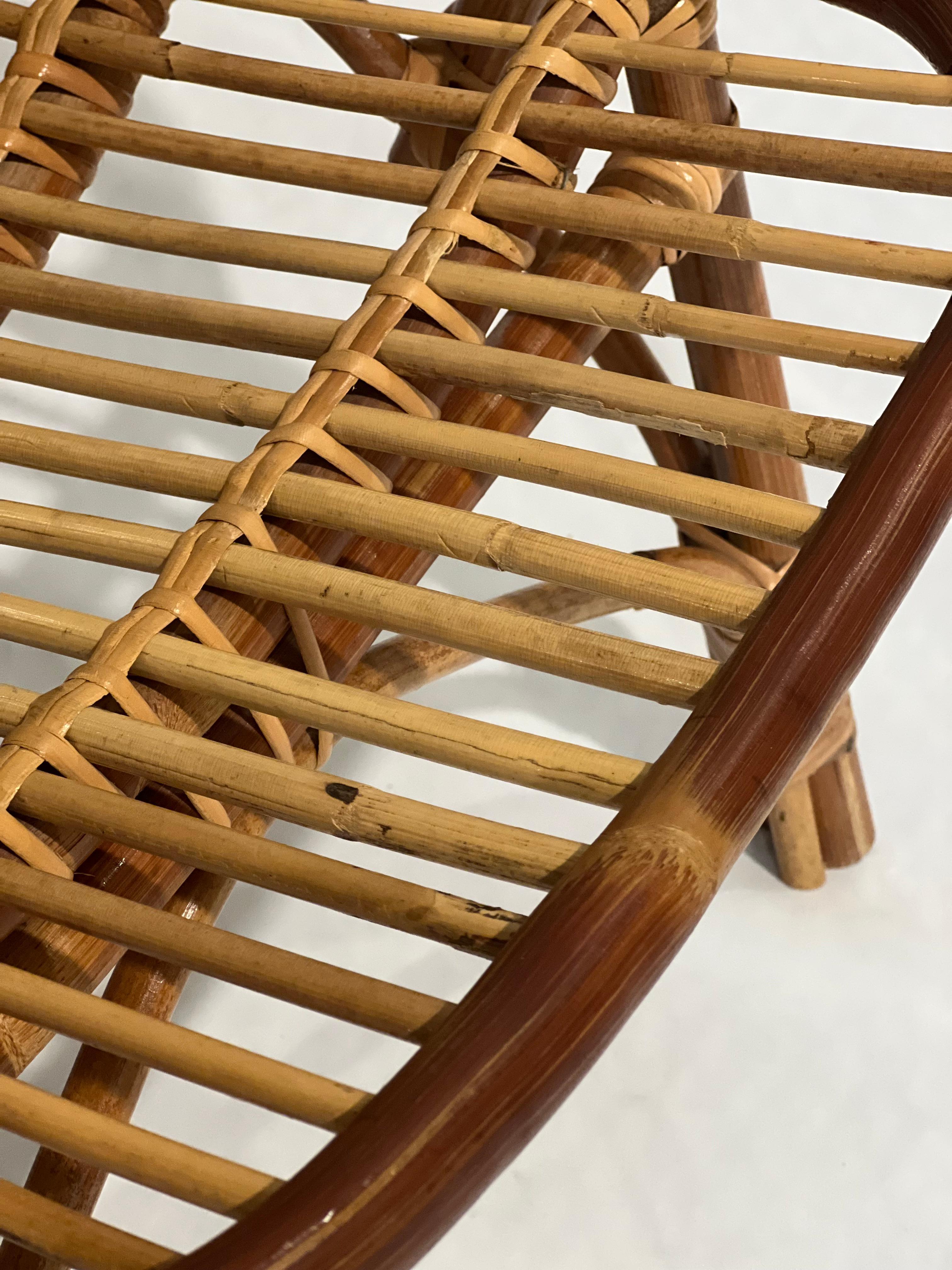 Vintage Albini Style Bamboo and Rattan Child's Lounge Chair For Sale 1