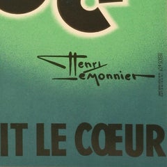 Lemonnier, Vintage Alcohol Poster, Cordial Médoc, Liquor, Heart, Brandy, 1936