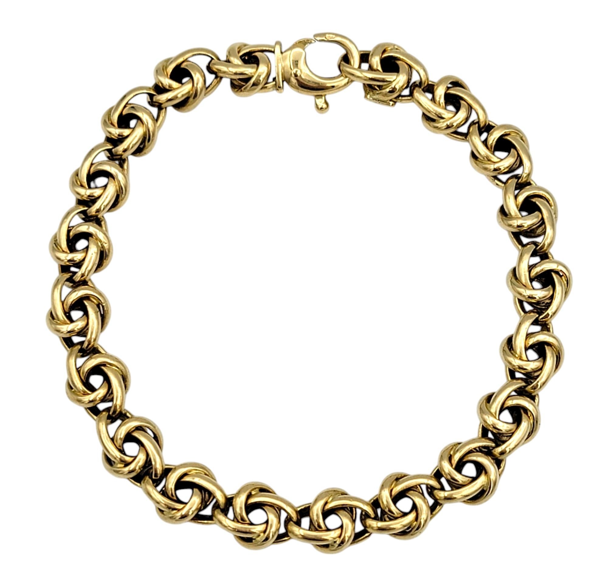 Contemporain Aldebert Bracelet à maillons épais vintage en or jaune poli 18 carats en vente