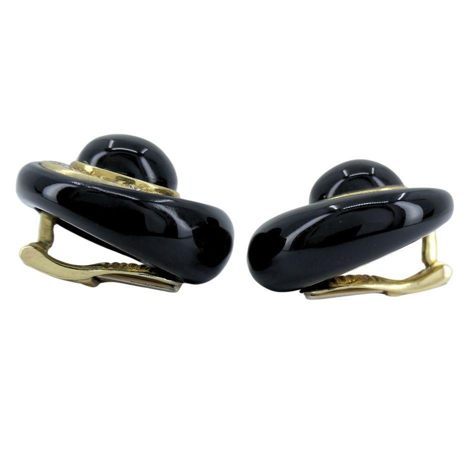 Vintage Aldo Cipullo Ohrclips aus 18 Karat Gold mit Onyx und Diamanten im Angebot 2